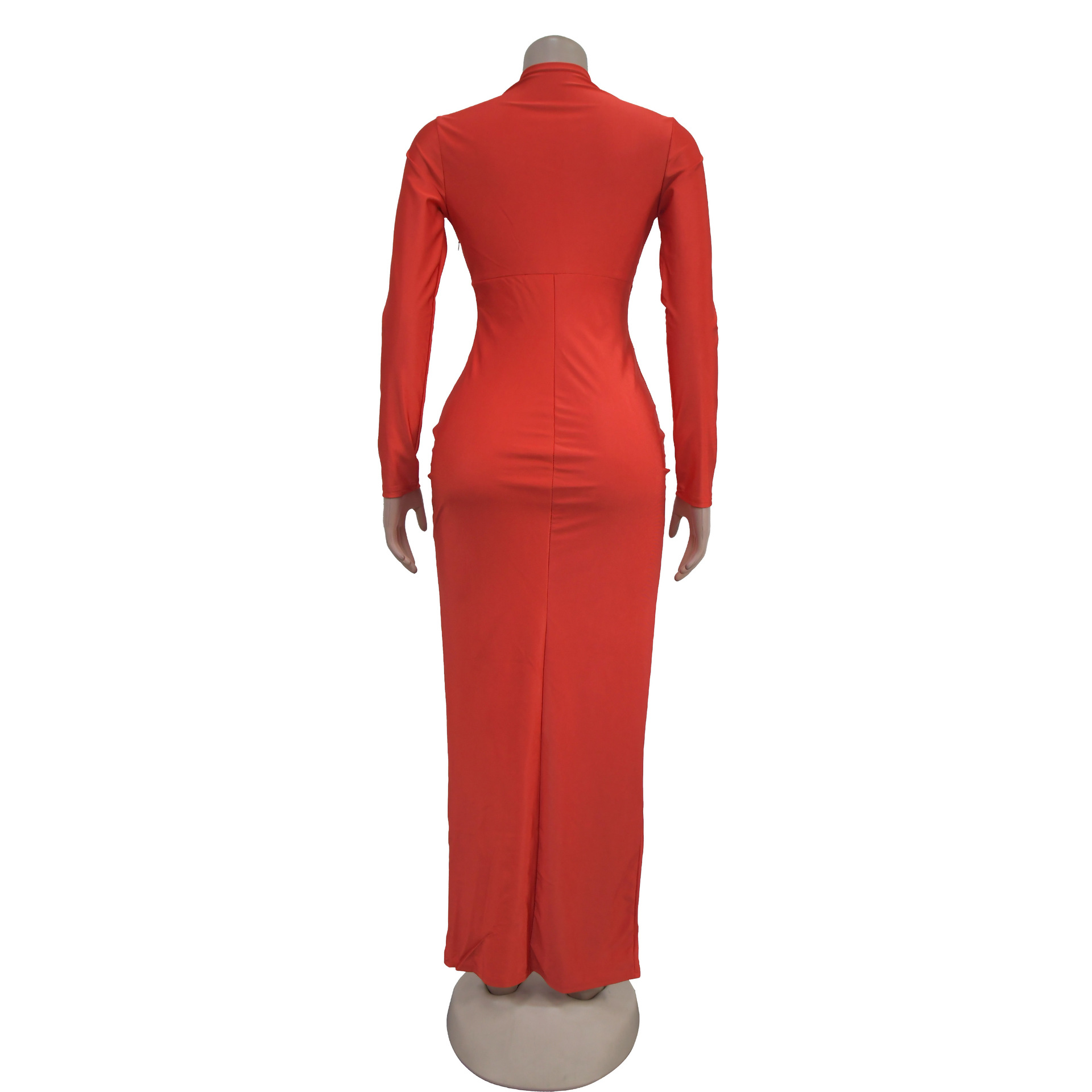Women V-Neck Slit Solid Dress(customized,MOQ 6pcs/size/color,process time 7-10 days)