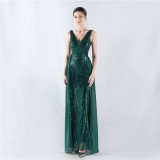 Plus Size Women Sequined Formal Party Maxi Evening Dress