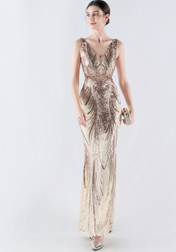 Plus Size Women Sequined Formal Party Maxi Evening Dress