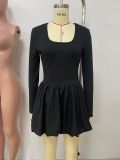 Women Fall and Winter Long Sleeve Flower Bud Strap Dress