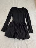 Women Fall and Winter Long Sleeve Flower Bud Strap Dress