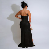 Women Sequined Strap Formal Party Sexy Ball Dress