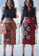 Women Printed Elastic Slit Bodycon Dress