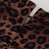 Round Neck Sexy Long Autumn Leopard Print High Waist Slim Dress