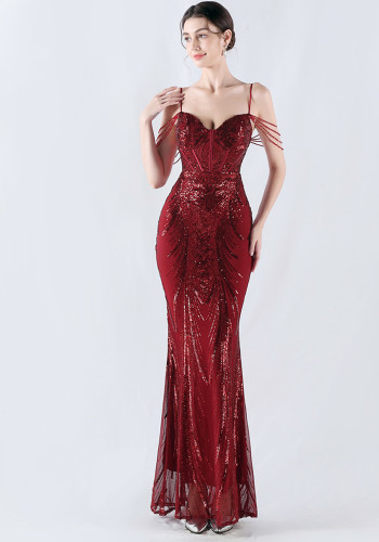 Plus Size Women Sequined Formal Party Maxi Evening Dress