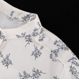 Puff Sleeve Ruffled Puff Shirt Printed Shorts Two Piece Set