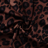 Round Neck Sexy Long Autumn Leopard Print High Waist Slim Dress