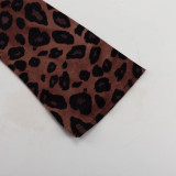 Round Neck Sexy Long Autumn Leopard Print High Waist Slim Dress