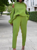 Autumn And Winter Zipper Backless Hoodies Pants Two Piece Set
