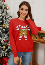 Christmas Cane Bow Sequin Women's Sweater Autumn Winter Fashion Round Neck Long Sleeve Knitting Shirt Christmas Cane Bow Sequin Women's Sweater Autumn Winter Fashion Round Neck Long Sleeve Knitting Shirt