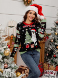 Women Autumn Winter Jacquard Loose Pullover Christmas Sweater