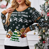 Women's Casual Round Neck Christmas Sweater Autumn Winter Pullover Sweater