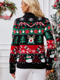 Autumn Winter  Omen's Long-Sleeved Turtleneck Pullover Snowman Christmas Sweater