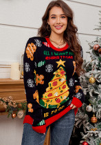 Women's Casual Loose Christmas Tree Contrast Jacquard Sweater Women's Casual Loose Christmas Tree Contrast Jacquard Sweater