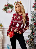 Jacquard Long-Sleeved Pullover Casual Top Christmas Sweater