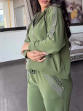 Autumn Winter Casual Long-Sleeved Hoodies Trousers 2-Piece Set