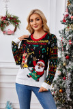 Elk Jacquard Christmas Outfit Autumn Winter Santa Claus Knitting Sweater