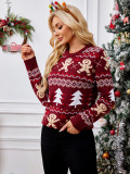 Jacquard Long-Sleeved Pullover Casual Top Christmas Sweater