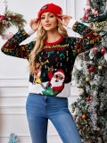 Elk Jacquard Christmas Outfit Autumn Winter Santa Claus Knitting Sweater