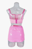 Sexy Two Pieces Pu Leather Nightclub Temptation Lingerie Set