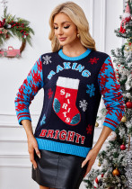 Women Autumn Winter Sequin Embroidery Knitting Christmas Boots Jacquard Sweater Women Autumn Winter Sequin Embroidery Knitting Christmas Boots Jacquard Sweater