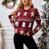Jacquard Long-Sleeved Pullover Casual Top Christmas Sweater