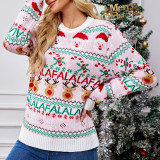 Pink Sweet Knitting Top Women Autumn Winter Christmas Pullover Long-Sleeved Jacquard Christmas Sweater