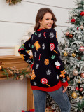 Women's Casual Loose Christmas Tree Contrast Jacquard Sweater