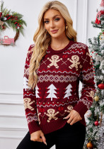 Jacquard Long-Sleeved Pullover Casual Top Christmas Sweater Jacquard Long-Sleeved Pullover Casual Top Christmas Sweater