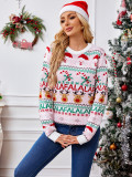 Pink Sweet Knitting Top Women Autumn Winter Christmas Pullover Long-Sleeved Jacquard Christmas Sweater