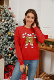 Christmas Cane Bow Sequin Women's Sweater Autumn Winter Fashion Round Neck Long Sleeve Knitting Shirt