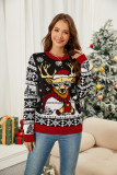 Women's Christmas Elk Jacquard Knitting Top Autumn Winter Pullover Sweater