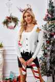 Women's Christmas Sweater Casual Short V-Neck Knitting Cardigan