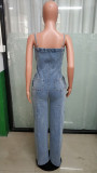 Women Casual Sexy Suspender Denim Jumpsuit