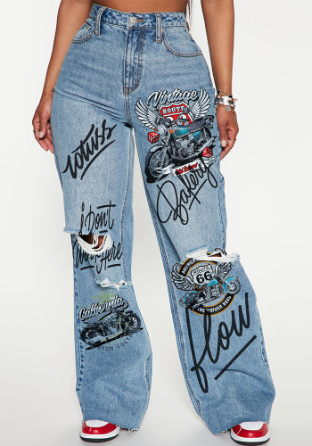 Women Ripped Jeans Denim Pants