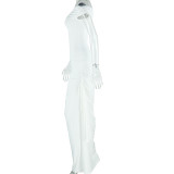 Women's Solid Color Slash Shoulder Casual Ribbon Long Dress