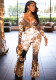 Women Sexy Printed Long Sleeve Jumpsuit
