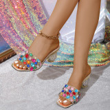 Women Rhinestone Gold Party Sandals High Heels Heels