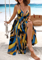 Women Beach Printed Strap Dress Women Beach Printed Strap Dress