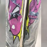 Women Ripped Wide-leg Denim Pants