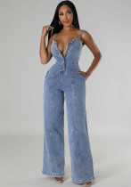 Women Casual Sexy Suspender Denim Jumpsuit Women Casual Sexy Suspender Denim Jumpsuit