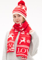 Christmas snowflake elk scarf gloves hat Three-Piece