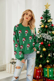 Jacquard Pink Sweater Women Autumn Winter Puff Sleeve Pullover Christmas Sweater