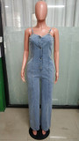 Women Casual Sexy Suspender Denim Jumpsuit