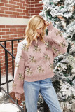 Women's Deer Jacquard Red Loose Long Sleeve Pullover Christmas Sweater