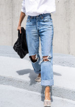 Women Ripped Casual Denim Pants
