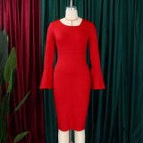 Women's Autumn Fashion Chic Elegant Africa Plus Size Bodycon Dress