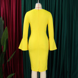 Women's Autumn Fashion Chic Elegant Africa Plus Size Bodycon Dress