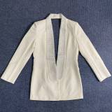 Fashion Low Back Beaded V-Neck Blazer Dress