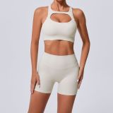 Cross Tank Tight Fitting Yoga Set Elastic High Waist Fitness Wear Women Running Fitness Sportswear